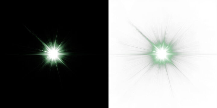 Bright green light burst overlay on contrasting black and white backgrounds, creating a dynamic visual effect for creative projects and graphic design applications - Powered by Adobe