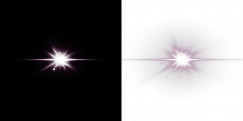 Bright starburst overlay on contrasting black and white backgrounds, creating a striking visual effect for design projects and enhancing creative compositions with dynamic light