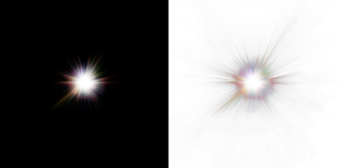 Bright light burst overlay on contrasting backgrounds, creating a dynamic visual effect for creative projects, enhancing designs with vibrant illumination and energy