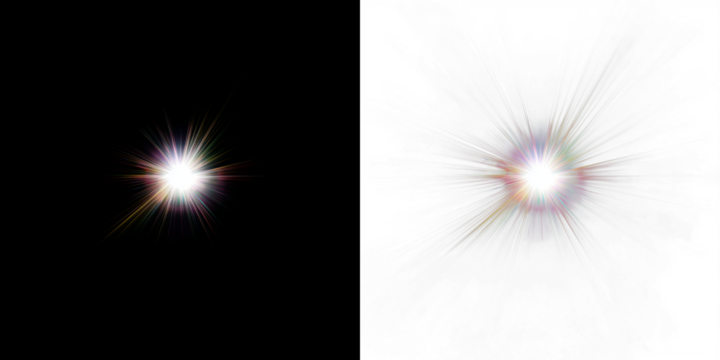 Bright light burst overlay on contrasting backgrounds, creating a dynamic visual effect for creative projects, enhancing designs with vibrant illumination and energy