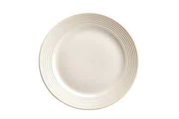 Elegant white plate with ribbed edge on black backdrop