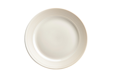 Elegant white plate with ribbed edge on black backdrop