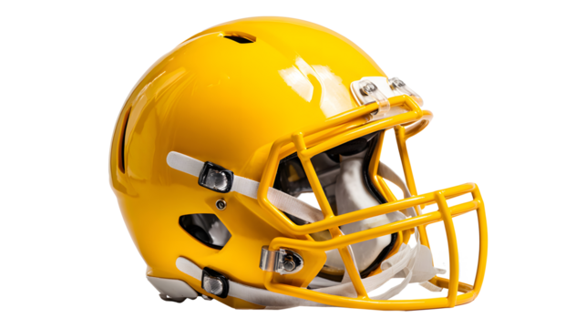 Yellow football helmet mockup, isolated background