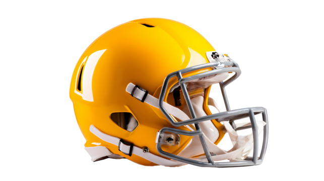 Yellow football helmet mockup, isolated background - Powered by Adobe