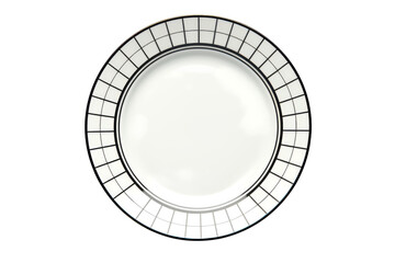 Elegant white plate with geometric black border design