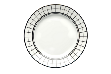 Elegant white plate with geometric black border design