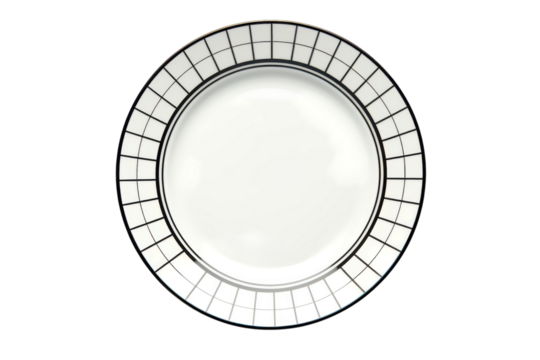 Elegant white plate with geometric black border design