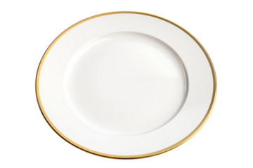 Elegant white plate with a gold rim