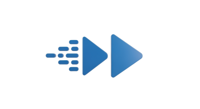 Isolated blue double arrow icon indicating fast speed forward, next or advance sign vector