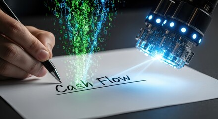 Cash money finance and data combine with automation and intelligence creating powerful technology solutions