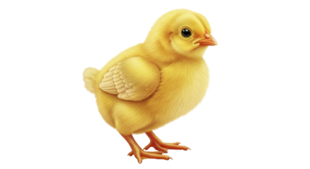 Isolated yellow fluffy chick, adorable spring bird, small poultry animal, Easter time
