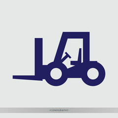 Bold blue forklift icon symbolizing industrial logistics and warehouse operations, perfect for modern business and transport concepts.