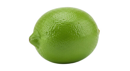 Isolated ripe lime citrus fruit with a smooth, textured green skin on a plain backdrop