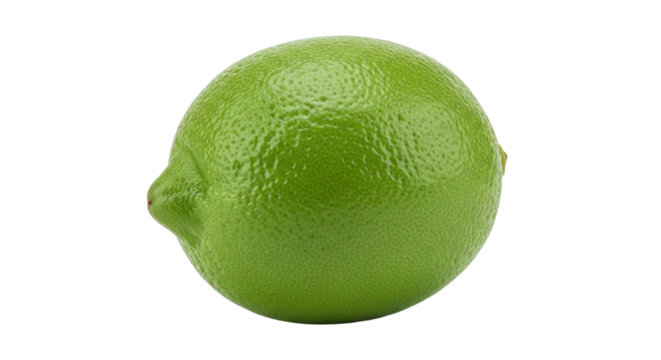 Isolated ripe lime citrus fruit with a smooth, textured green skin on a plain backdrop