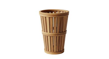 Isolated wooden pot for flowers for sale at a garden center, rustic style, no background