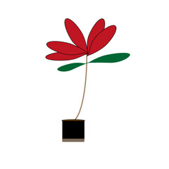 vector illustration of a red flower with pot