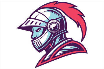 Futuristic Knight Helmet with Metallic Armor and Geometric Design