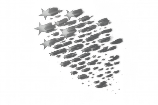 Falling stars creating a meteor shower effect, fast moving comets streaking through space, transparent background