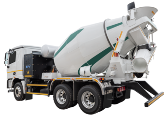 White electric cement mixer truck
