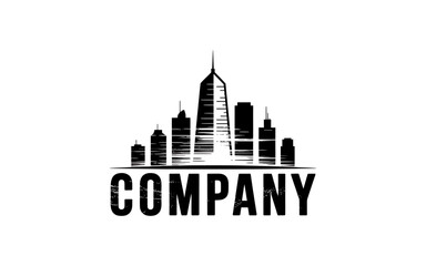 Fototapeta premium Modern Cityscape Silhouette Logo Design for Business and Branding Concepts A Minimalist Approach to Urban Identity with Company Name