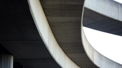 Fototapeta premium Architectural Curves: Concrete structure with light and shadows creates an abstract composition, highlighting smooth curves and structural design.