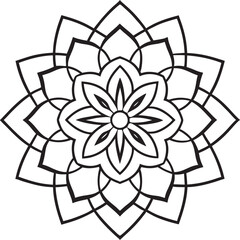 Elegant vector illustration of a flower or lotus blossom on a black background for card or seamless pattern design