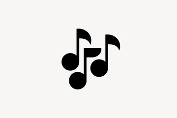 Three Black Music Notes Symbolizing Harmony Melody and Rhythm in Minimalist Style on a Plain Background