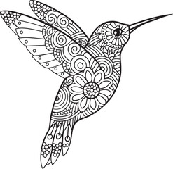Hand-drawn vector illustration of an abstract bird and fish with an artistic nature pattern suitable for a tattoo design