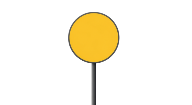 Isolated yellow traffic sign warning symbol indicating potential danger on the road ahead