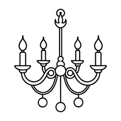 Classic elegant candle chandelier line art simple home decor lighting fixture drawing