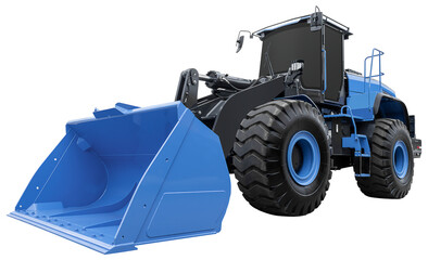 Blue backhoe loader