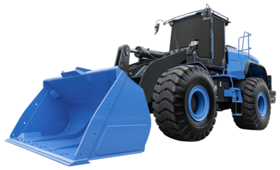 Blue backhoe loader