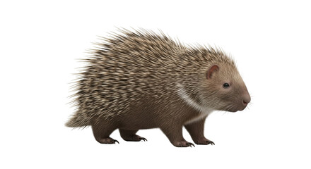 Isolated creature with quills looks to the right, mammal illustration, wild animal