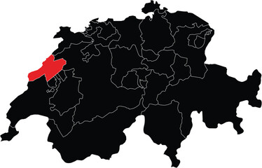 Obraz premium Neuchatel Canton on Switzerland Map
