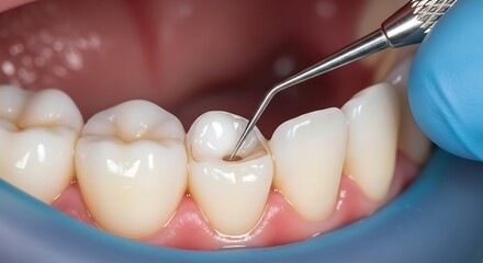 Dental examination revealing a cavity during oral hygiene checkup procedure