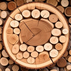 Wood logs arranged in a circle