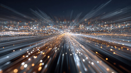 Energetic abstract futuristic background with streams of data in motion. high speed light effect shows time warp for technology concepts