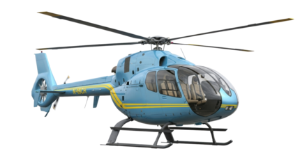 Isolated passenger helicopter ready to fly through the air on a beautiful day to destinations