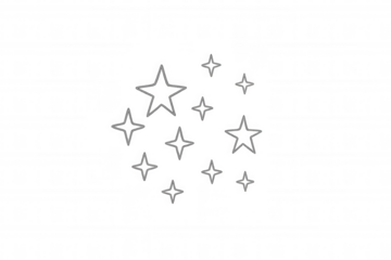 Star outline and sparkle shapes on transparent background, twinkling celestial elements for decoration and design