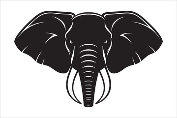 Stylized Elephant Design with Bold Lines and Simple Shapes