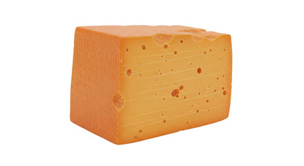 Isolated orange cheese block, cut piece of delicious organic dairy product, healthy diet snack