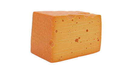 Isolated orange cheese block, cut piece of delicious organic dairy product, healthy diet snack