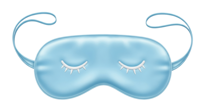 Isolated light blue sleep mask for a calming night and restful dream, soft eyeshade