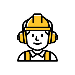 Fototapeta premium An illustrated construction worker wearing safety gear, ready for work.