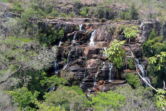 The Waterfall known as Almecegas I in Chapada Veadeiros near the City of Alto Paraiso 