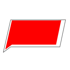 Red geometric speech bubble with black outline for poster titles, sale announcements, quote highlights, and comic-style designs