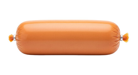 Isolated bologna sausage with metal clasps on the ends, prepackaged meat product, tasty © Johanna