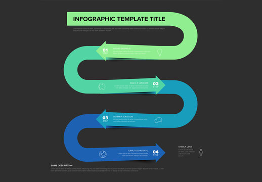Modern Green and Blue Winding Arrow Infographic Presentation Template