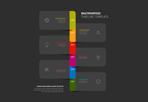 Abstract Multipurpose Timeline Template for Business and Education - Dark Version