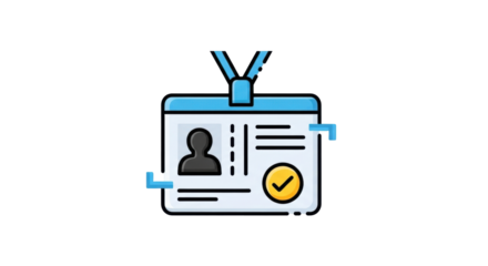 Isolated verified identity badge for security access shows profile picture and check mark